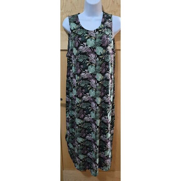 Cynthia Rowley Sleeveless Tropical Leaf Print Dress Multicolor Womens Size L - Picture 2 of 7